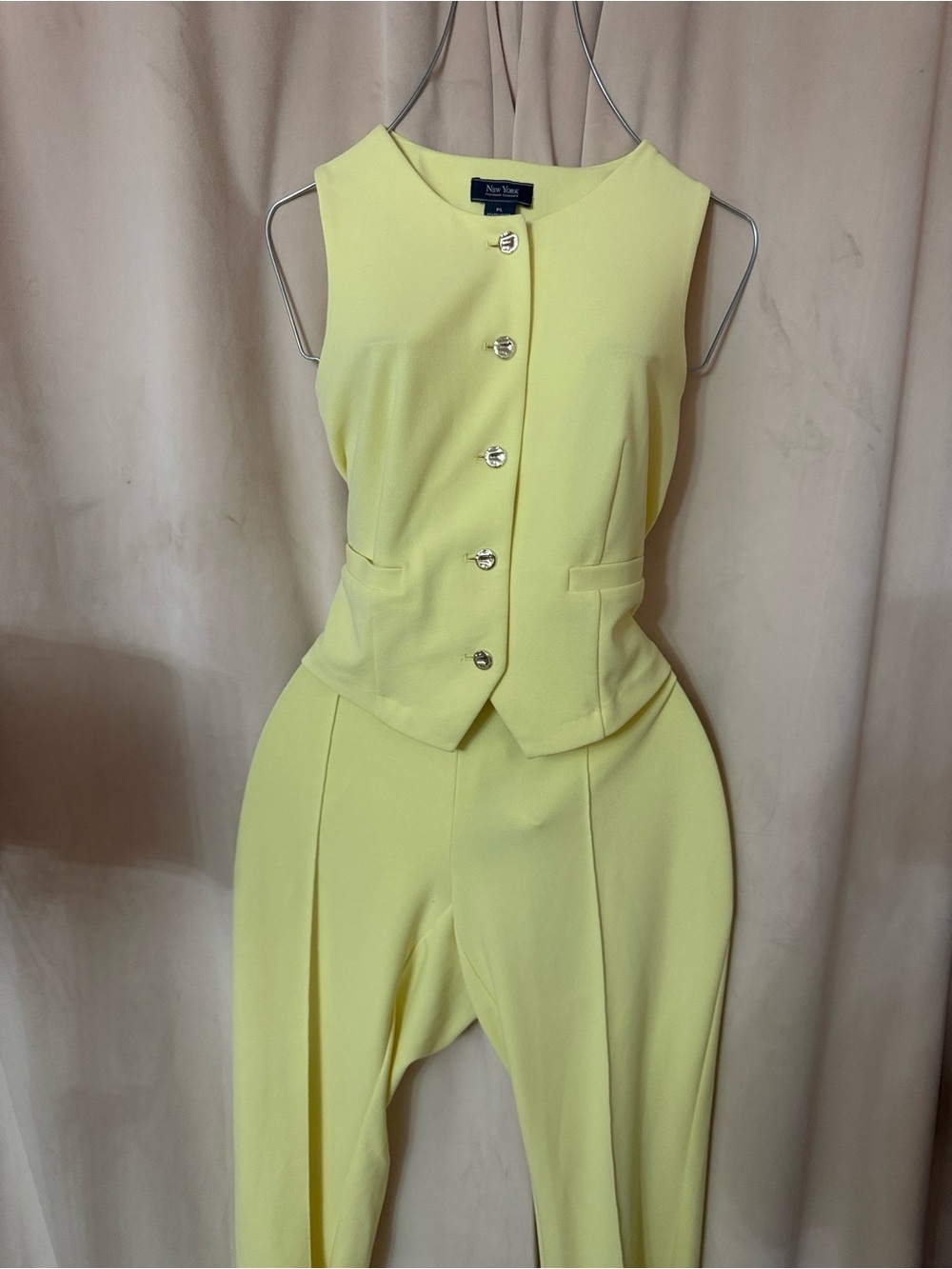 New York & Company Lemon Yellow Sleeveless Straight-Leg Jumpsuit size 10 - Picture 4 of 4